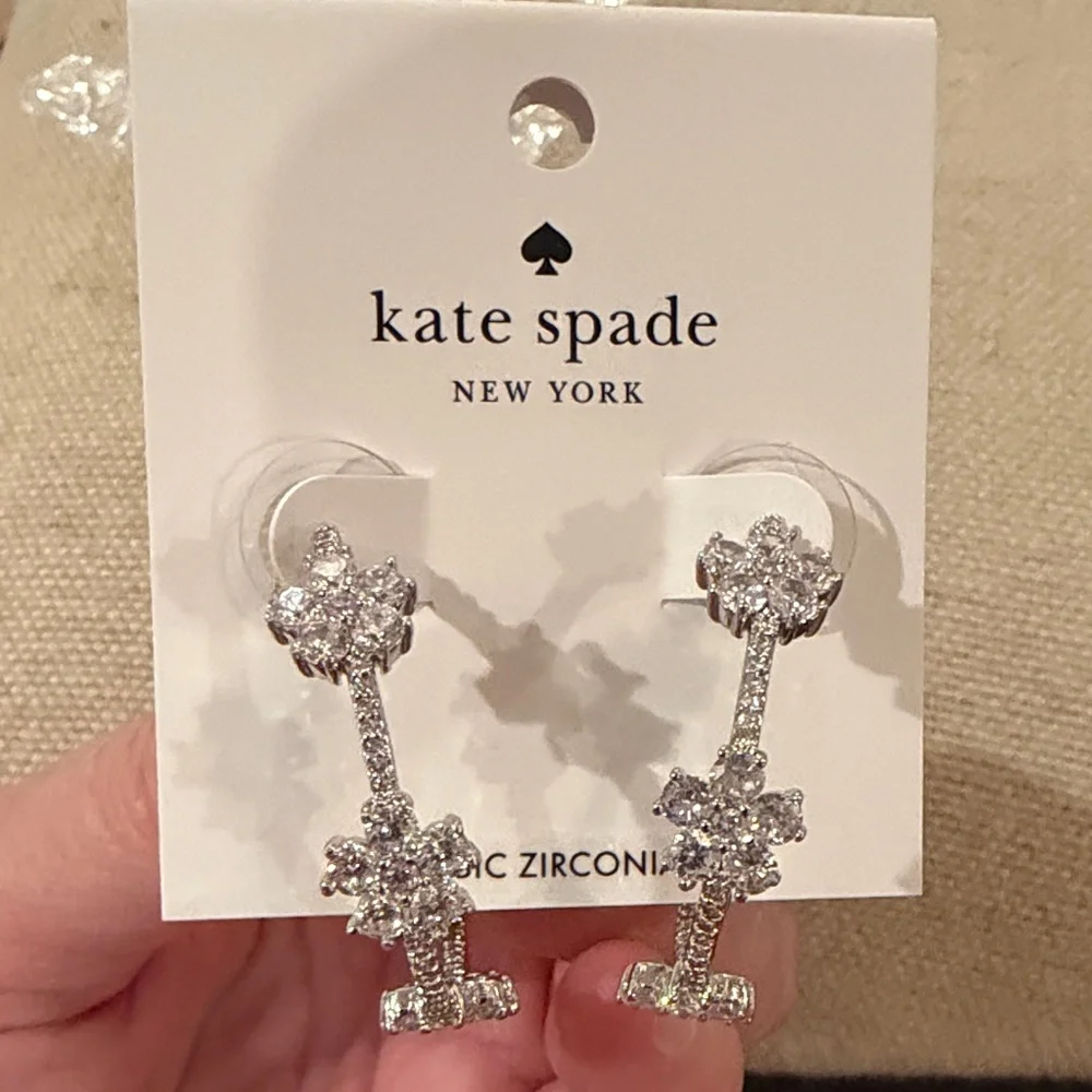 kate spade Silver Gleaming Gardenia Flower Hoops/NWT